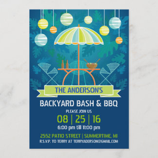 Summer Night Patio Party Invitation Kaart