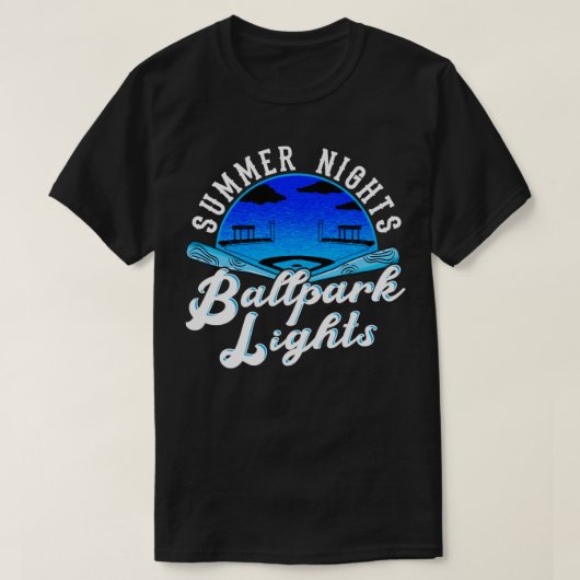 Summer Nights Ballpark Lampjes met honkbalknuppels T-shirt (Design voorkant)