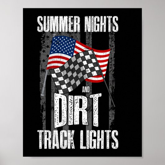 Summer Nights Dirt Track Lights Racing Motocross Poster (Voorkant)
