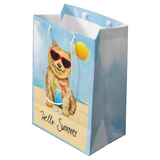 Summer Norwich Terrier Medium Gift Bag Medium Cadeauzakje (Achterkant Gekanteld)