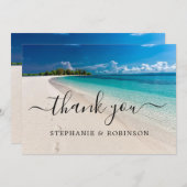 Summer Ocean Beach Wedding Bedankkaart (Voorkant / Achterkant)
