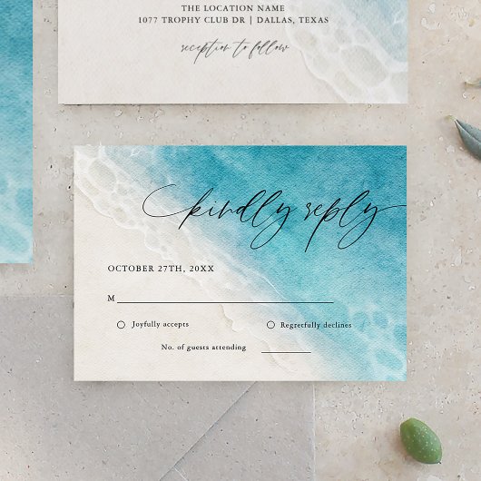 Summer Ocean Beach Wedding Carte RSVP
