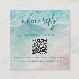 Summer Ocean Blue Beach  Wedding RSVP Card Informatiekaartje