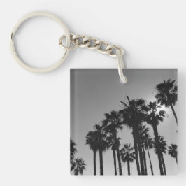 Summer Ocean Palms Black en White Photography Sleutelhanger