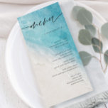 Summer Ocean Plage Mariage Menu Cartes<br><div class="desc">Eté Elégante Plage Côtière Mariage Menu Cartes Minimaliste Mariage Menu Cartes | Menu Moderne,  Menu Dîner Mariage,  Menu Rustique Dîner Mariage et Menu Boissons,  Calligraphie Simple Menus Mariage Rustique Menus Mariage,  Menu Mariage Rustique,  Menu Table Mariage</div>