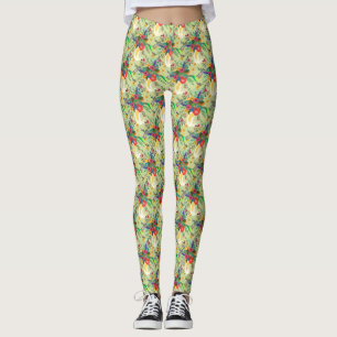 Summer Oerwoud Tropical Parrot Flowers Blossom Leggings