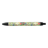 Summer Oerwoud Tropical Parrot Flowers Blossom Zwarte Inkt Pen (Voorkant)