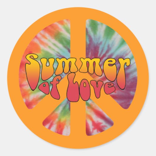 Summer of Love Peace Symbol Ronde Sticker (Voorkant)