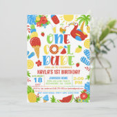 Summer One Cool Dude 1st Birthday Invitation Kaart (Staand voorkant)