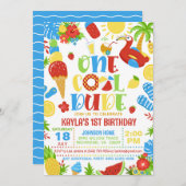 Summer One Cool Dude 1st Birthday Invitation Kaart (Voorkant / Achterkant)