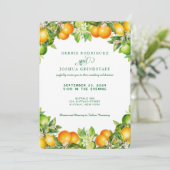 Summer Orange Citrus Fruit Wedding Invitation  Kaart (Staand voorkant)