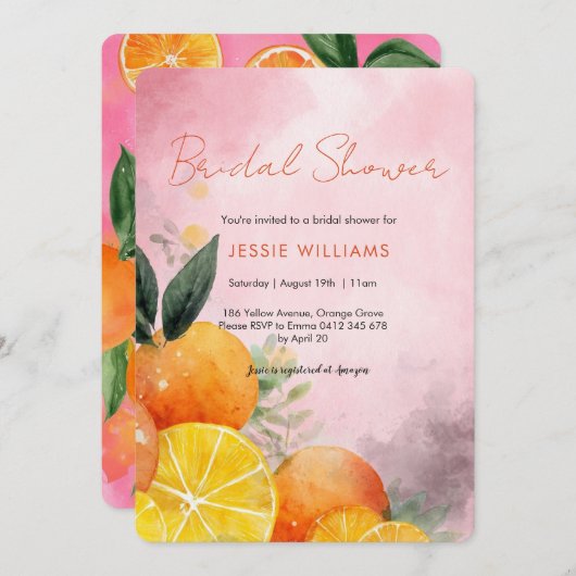 Summer Oranges Bridal Shower invitation (Devant / Derrière)