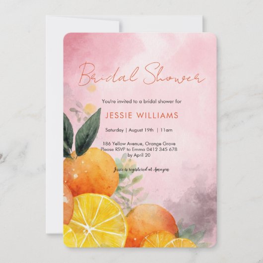 Summer Oranges Bridal Shower invitation (Devant)