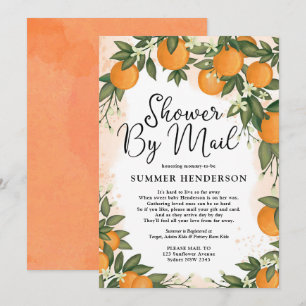 Summer Oranje Citrus Greenery Baby shower per post Kaart