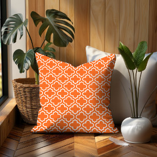 Summer Oranje White Retro Chic Trellis Pattern Kussen