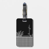 Summer Palm Black Houndstooth Bagagelabel (Achterkant verticaal)