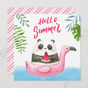 Summer Panda Flamingo Wenskaart