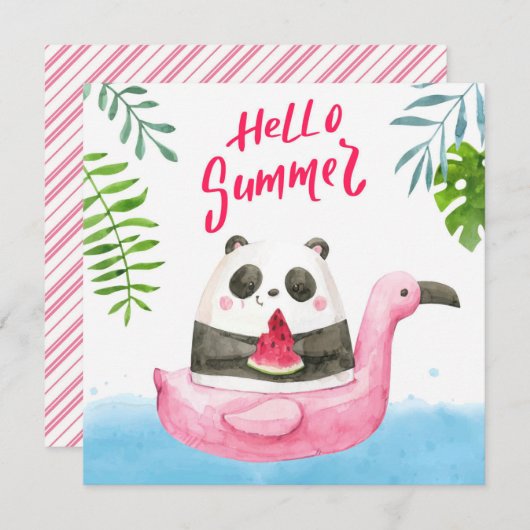 Summer Panda Flamingo Wenskaart (Voorkant / Achterkant)