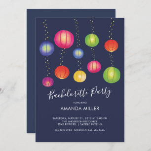 Summer Paper Lantern Bachelorette Party Invitation Kaart