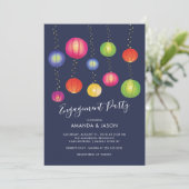 Summer Paper Lanterns verlovingsfeest uitnodiging (Staand voorkant)