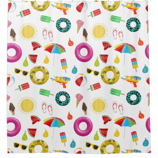 Summer Party Beach Fun Pattern Douchegordijn (Voorkant)