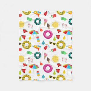 Summer Party Beach Fun Pattern Fleece Deken