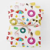 Summer Party Beach Pool Fun Pattern Inpakpapier Vel (In situ)