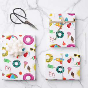 Summer Party Beach Pool Fun Pattern Inpakpapier Vel
