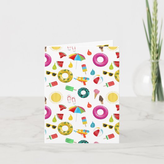 Summer Party Beach Pool Fun Pattern Kaart (Voorkant)