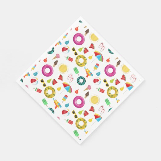 Summer Party Beach Pool Fun Pattern Servet (Hoek)