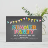 Summer Party Chalkboard Fun in Sun Invitation Kaart (Staand voorkant)