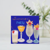 Summer Party Cocktails Drinken Blue Yellow Kaart (Staand voorkant)