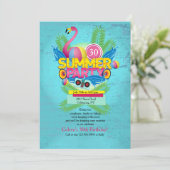 Summer Party Flamingo Invitation Kaart (Staand voorkant)