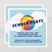 Summer Party Fun Time Beach Ball Invitation Kaart (Voorkant / Achterkant)