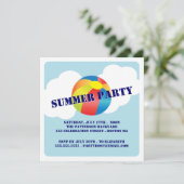 Summer Party Fun Time Beach Ball Invitation Kaart (Staand voorkant)