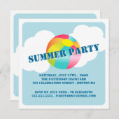 Summer Party Fun Time Beach Ball Invitation Kaart (Voorkant / Achterkant)