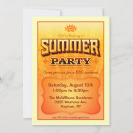 Summer Party Invite - Heldere, warme zonnige kleur Kaart
