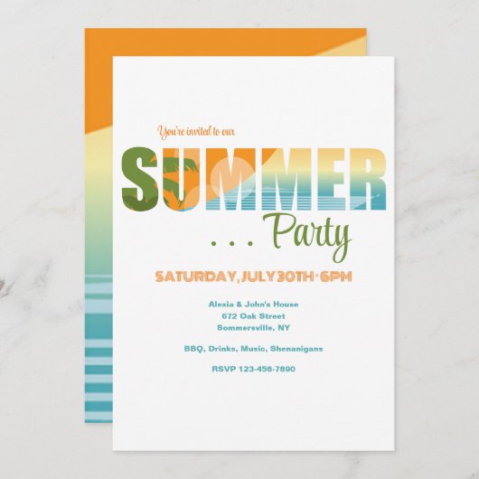 Summer Party Kaart (Voorkant / Achterkant)