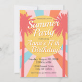 Summer Party Palm Anniversaire Invitation (Devant)