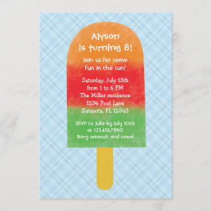 Summer Party Popsicle Birthday Invitation Kaart