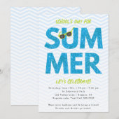 Summer Party, school is blauw glitter Kaart (Voorkant / Achterkant)