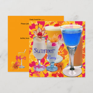 Summer Party Tropical Yellow Cocktail Drinken Blue Kaart