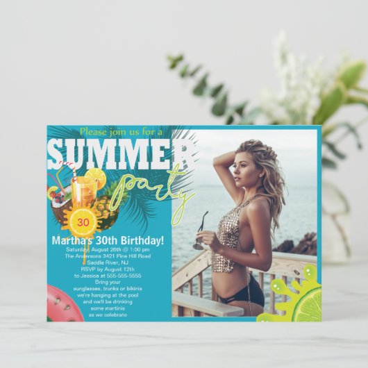 Summer Party Verjaardag Leuk ontwerp Kaart (Staand voorkant)