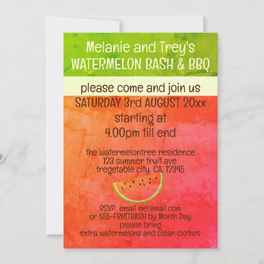Summer Party Watermelon Bash Invitation (Devant)
