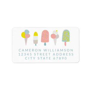 Summer Pastel Ice Cream Cute Return Address Etiket
