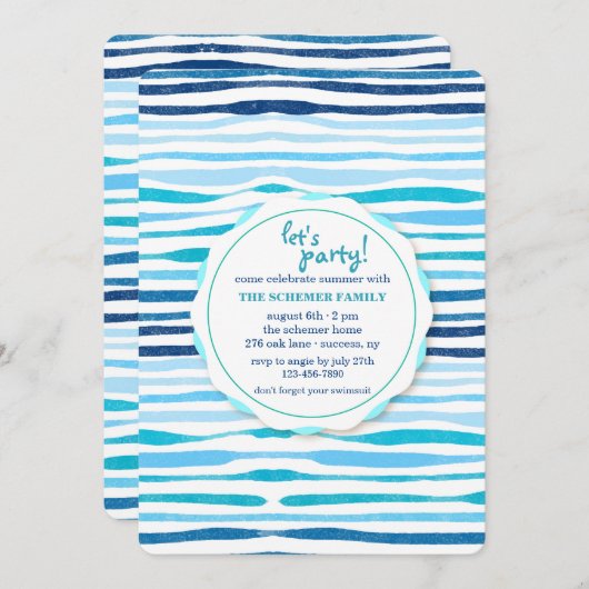 Summer Pattern Invitation Kaart (Voorkant / Achterkant)