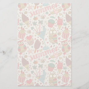Summer Pattern met Ice Cream Briefpapier