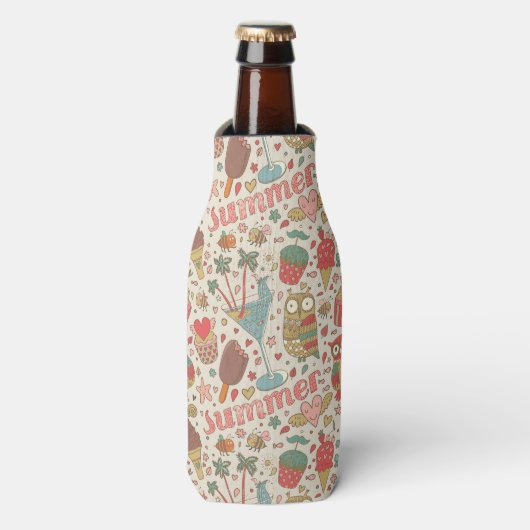 Summer Pattern met Ice Cream Flesjeskoeler (Fles Voorkant)