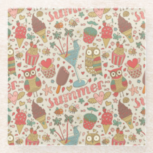 Summer Pattern met Ice Cream Glazen Onderzetter