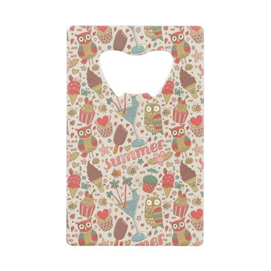 Summer Pattern met Ice Cream Kredietkaart Flessenopener (Voorkant)